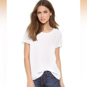 Soft JOIE Hanneli Porcelain Bronze Dot Rayon Top Large NWT